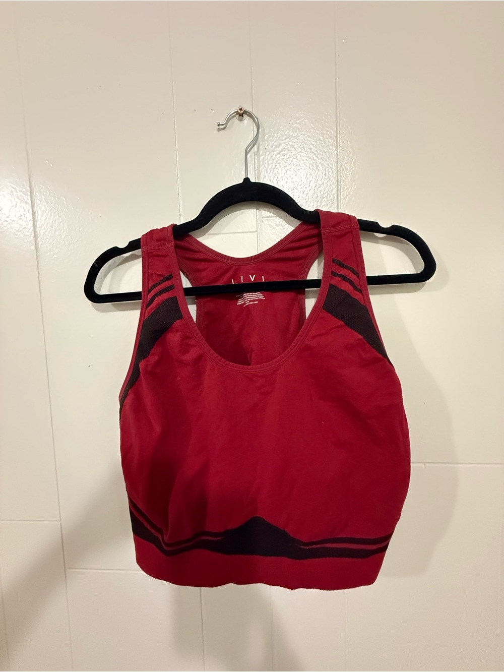 LIVI by Lane Bryant Red and Black Seamless Supportive Sports Bra